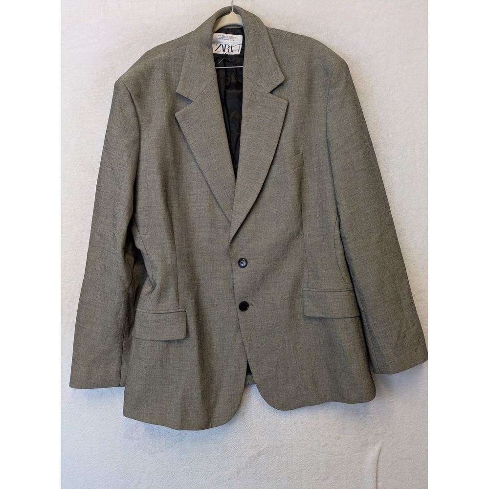 Zara Mens Grey Textured Oversized Blazer Jacket 40 Collection
